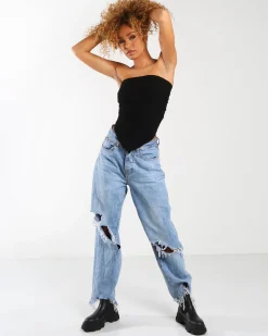 Public Desire Amber X Scarf Top In Black Best Sale