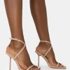 Public Desire Amy Nude Strappy Barely There Square Toe Stiletto Heels Pink Best