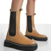 Public Desire Animate Ankle Chunky Sole Chelsea Boots Camel Clearance