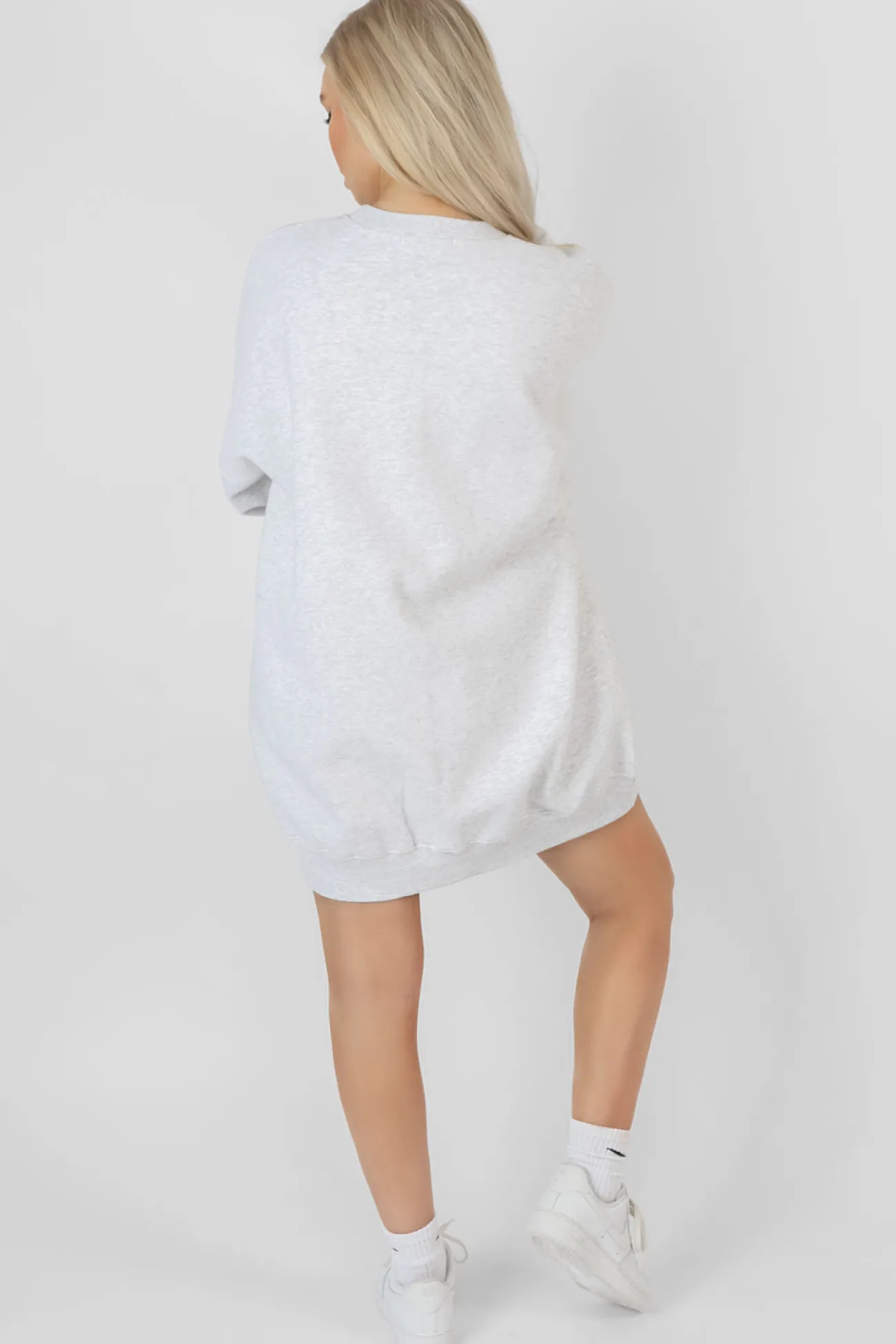 Public Desire Arizona Graphic Sweat Dress Marl Oatmeal Sale