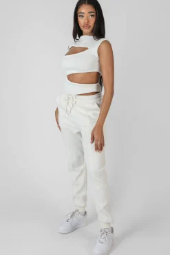 Public Desire Asymmetric Cut Away Bodysuit White Hot
