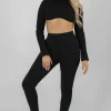 Public Desire Athleisure High Neck Underbust Top Black Clearance