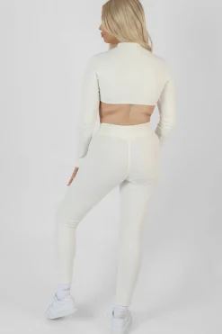 Public Desire Athleisure High Neck Underbust Top White New
