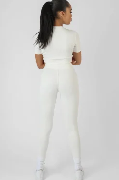 Public Desire Athleisure Seam Front Ribbed Leggings White Hot