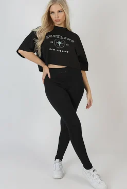 Public Desire Auckland Slogan Crop Top Black Shop