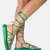 Public Desire Babygirl Flatform Lace Up Sandals Green Shop