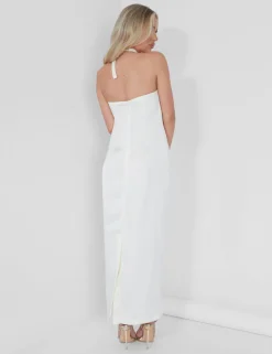 Public Desire Bandeau Satin Maxi Dress Oyster Discount