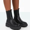 Public Desire Barbie Pu Platform Chunky Sole Chelsea Boots Black Cheap