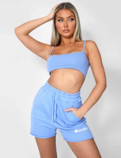 Public Desire Basic Scoop Neck Crop Top Bluebell Best Sale