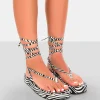 Public Desire Beach Babe Lace Up Toe Thong Flatform Sandals Zebra Discount