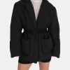Public Desire Belted Puffer Blazer Black New