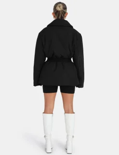 Public Desire Belted Puffer Blazer Black New