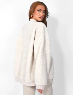 Public Desire Borg Oversized Bomber Jacket Cream Best