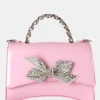 Public Desire Bow Baby Patent Chain Handle Diamante Grab Bag Pink Sale