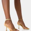 Public Desire Bree Pu Barely There Square Toe Mid Stiletto Heels Gold Flash Sale