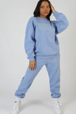Public Desire Brooklyn Embroidered 90's Joggers Bluebell Shop