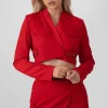 Public Desire Buckle Detail Cropped Blazer Red New