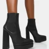 Public Desire Cady Pu Platform Pointed Toe Block Heel Ankle Boots Black Best