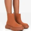 Public Desire Caia Platform Chunky Sole Ankle Boot Tan Cheap