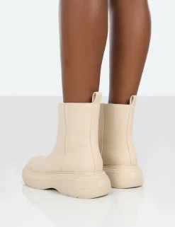 Public Desire Caia Platform Chunky Sole Ankle Boot Nude Cheap