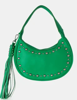 Public Desire Cato Pu Studded Tassel Boho Shoulder Bag Green Best