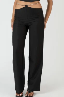 Public Desire Chain Detail Trouser Black Flash Sale