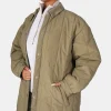 Public Desire Chevron Quilted Longline Jacket Khaki Cheap