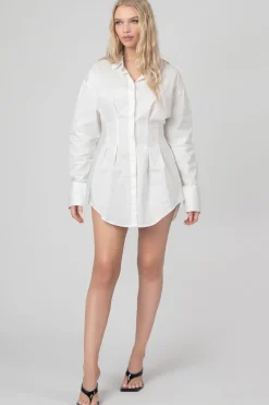 Public Desire Corset Waist Shirt Dress White Best