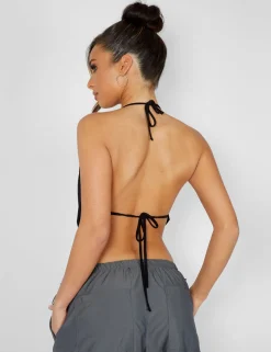 Public Desire Cowl Neck Crop Top Black Store