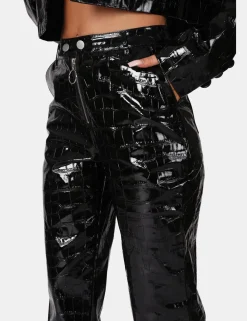 Public Desire Croc Vinyl Trousers Black Discount