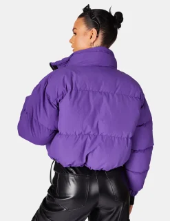 Public Desire Cropped Pocket Detail Puffer Purple Store
