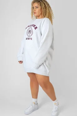 Public Desire Curve Arizona Graphic Sweat Dress Marl Oatmeal Flash Sale