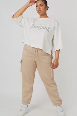 Public Desire Curve Cargo Joggers Light Taupe Outlet