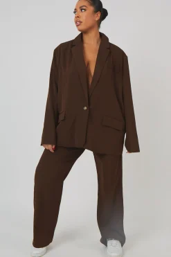 Public Desire Curve Dad Trousers Chocolate Hot