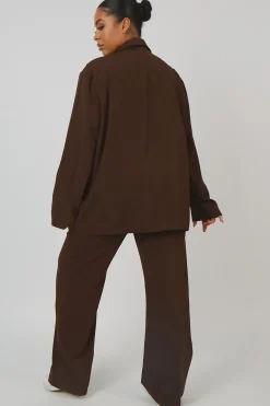 Public Desire Curve Dad Trousers Chocolate Hot