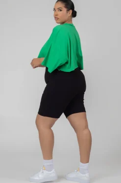 Public Desire Curve Exposed Seam Oversized Cropped T Shirt Green Best Sale