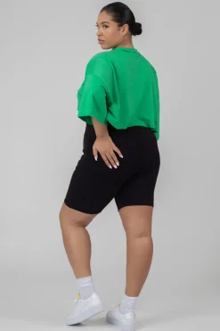 Public Desire Curve Exposed Seam Oversized Cropped T Shirt Green Best Sale