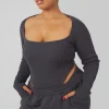 Public Desire Curve Extreme High Leg Bodysuit Dark Grey Discount