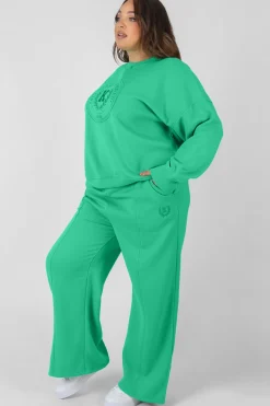 Public Desire Curve Kaiia Tonal Embroidered Joggers Green Shop