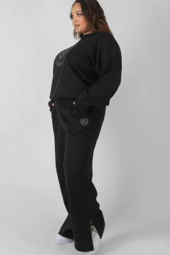 Public Desire Curve Kaiia Tonal Embroidered Joggers Black Best Sale