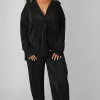 Public Desire Curve Oversized Plisse Shirt Black Outlet