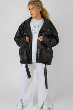Public Desire Curve Pu Oversized Biker Jacket Black Sale