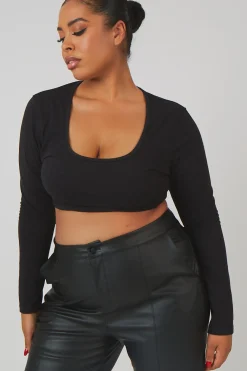 Public Desire Curve Pu Seam Front Split Detail Trousers Black Flash Sale