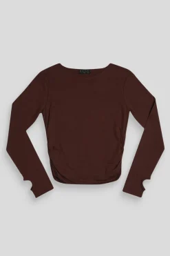 Public Desire Curve Ruched Side Lounge Top Chocolate Cheap