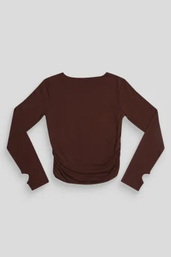 Public Desire Curve Ruched Side Lounge Top Chocolate Cheap