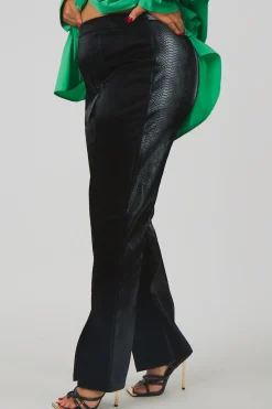 Public Desire Curve Snakeskin Pu Split Hem Trousers Black Flash Sale