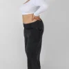 Public Desire Curve Split Front Seam Detail Wide Leg Joggers Acid Wash Black Outlet