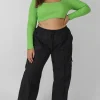 Public Desire Curve Split Hem Cargo Trousers Black New