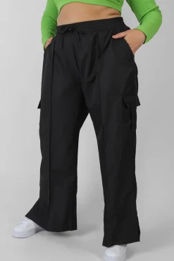 Public Desire Curve Split Hem Cargo Trousers Black New