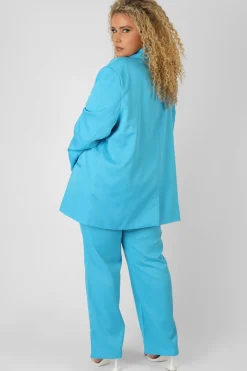 Public Desire Curve Straight Leg Trouser Blue Flash Sale